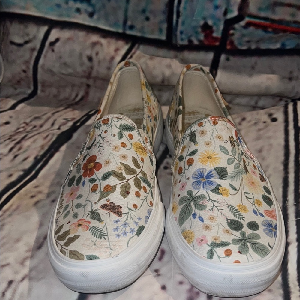 Keds White Floral Slip-On Mules